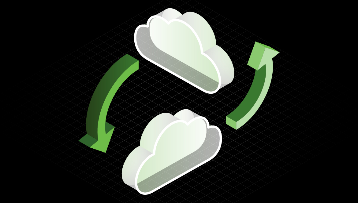 Cloud with green arrows icon