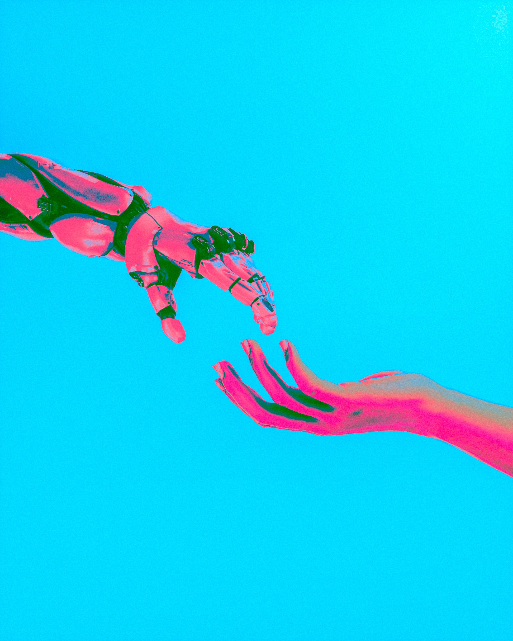 robot and human hands