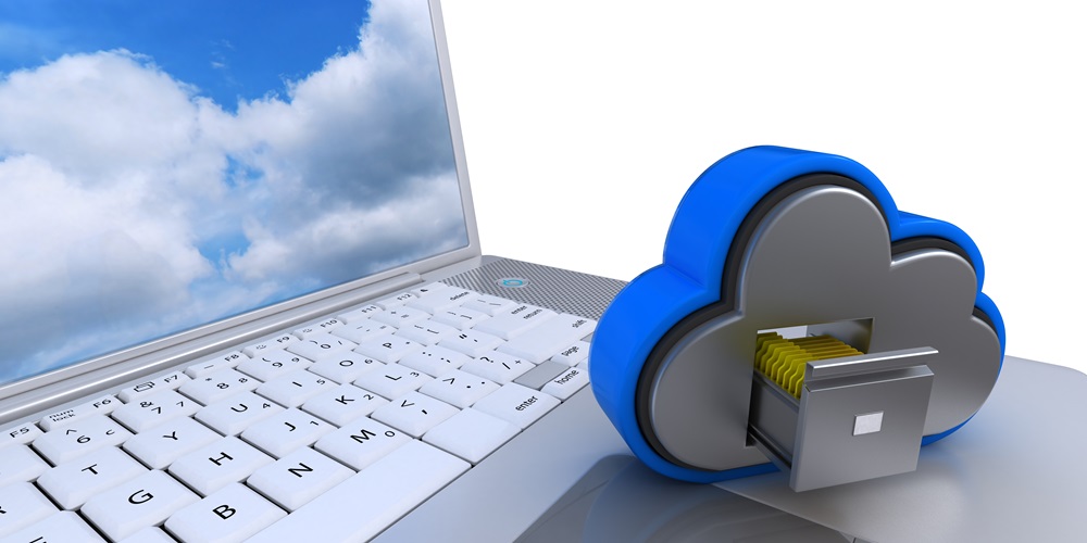 3D Render of Cloud Drive Icon on computer